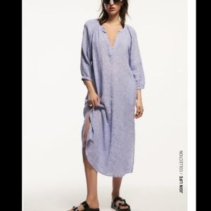 Zara Lavender Bohemian Tunic Linen Dress